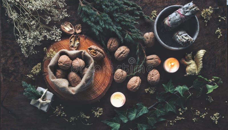 A cinematic depiction of Frau Holle in her home, surrounded by spinning wheels and featherbeds, creating a magical winter scene.