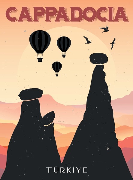 Sunset views of Cappadocia, Turkey