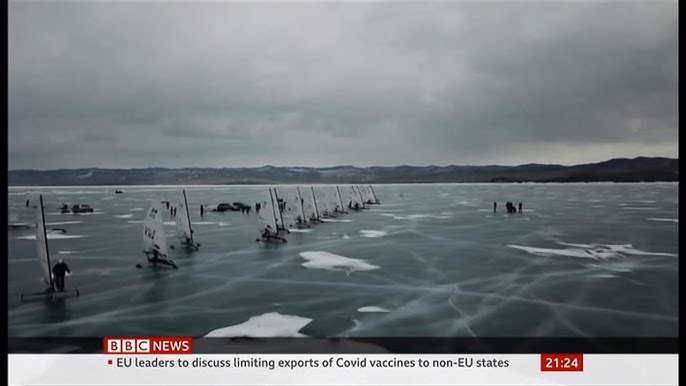 Ice sailing on Lake Baikal