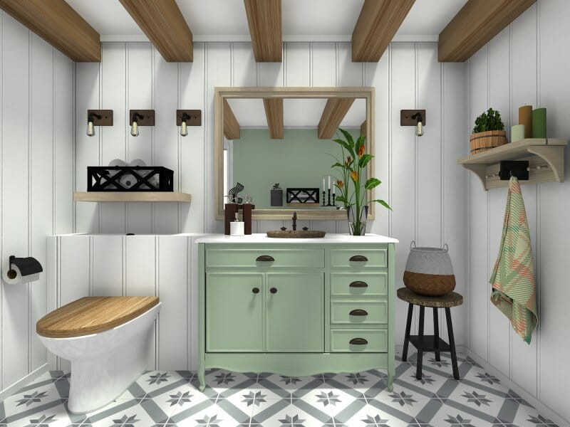 reclaimed wood vanity farmhouse bathroom