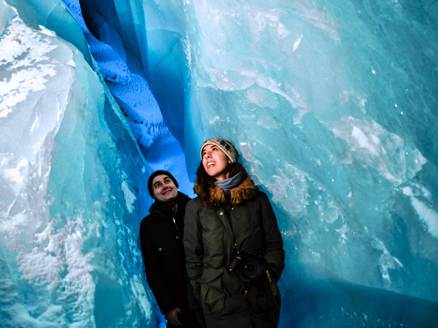 Vatnajökull glacier with kiteskier