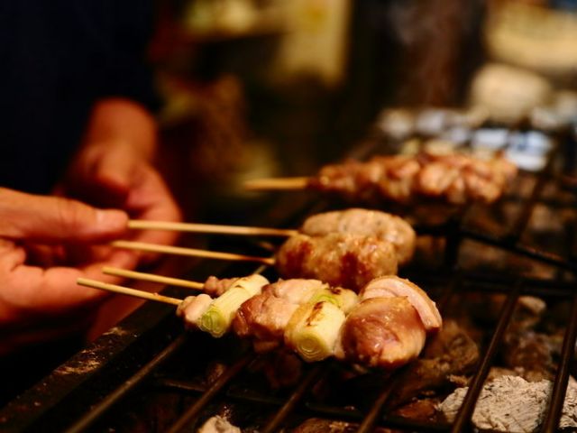 Yakitori and Beer at a Shinjuku Izakaya