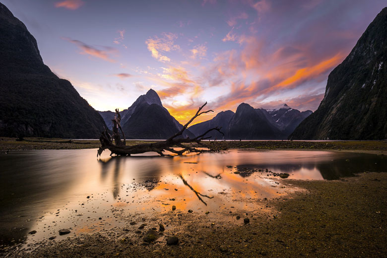 Packrafter paddling in Fiordland National Park