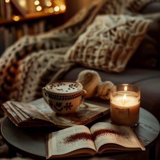 A close-up shot of a mustard yellow chunky knit blanket draped over an armchair, highlighting the texture and warmth.