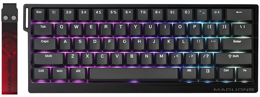 The Wooting 60HE keyboard showcased in a gaming setup, highlighting its overall aesthetic and integration with other gaming peripherals.