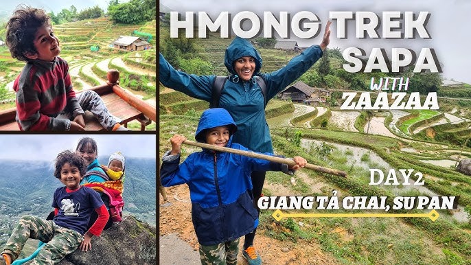 A Hmong family at their home in Lao Chai village, Sapa, showcasing their traditional clothing and way of life.