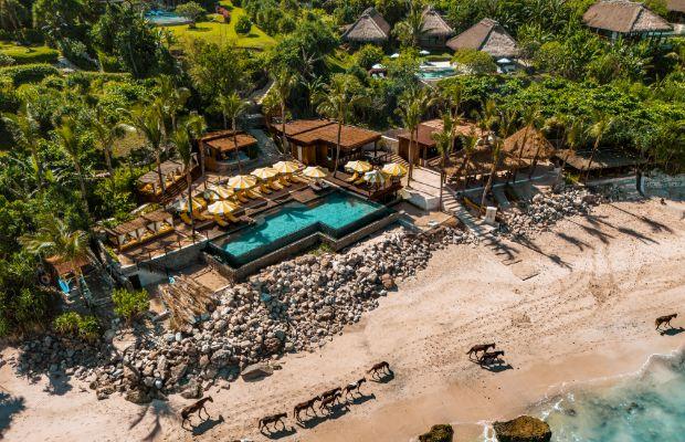 Nihi Sumba bungalows with thatched roofs using local, sustainable materials