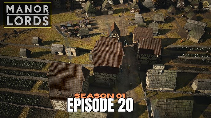 A close-up shot of peasants working in a field in Manor Lords, demonstrating the level of detail in the game's environments and character models.