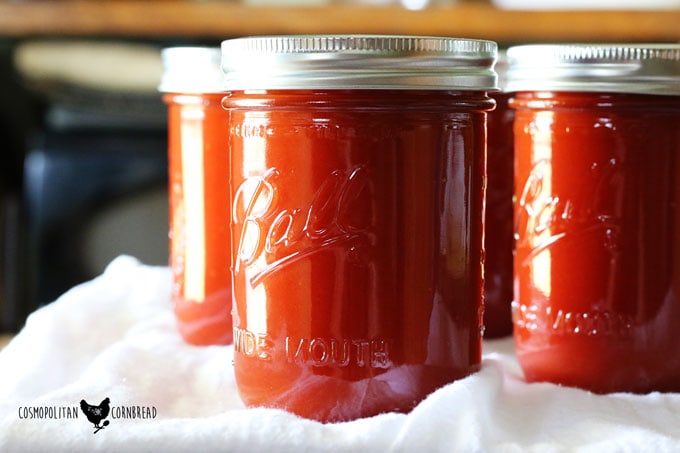 tomato sauce simmering in a pot