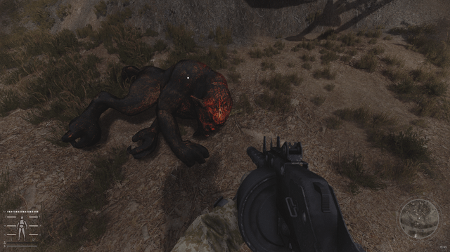 Screenshot from r/stalkeranomaly showcasing a heavily modded STALKER Anomaly game with enhanced graphics and custom weapons.