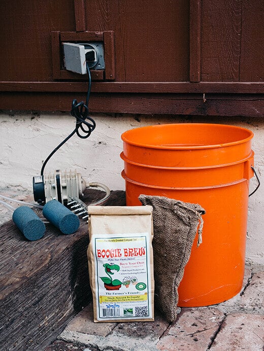 gardening journal with notes compost tea
