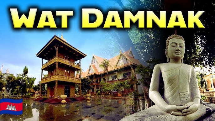 A smiling Cambodian tuk-tuk driver with Angkor Wat in the background during golden hour