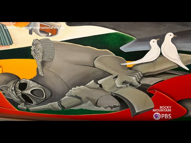 A screenshot from an early forum discussion on AboveTopSecret.com discussing the Denver Airport conspiracy theories and mural interpretations.