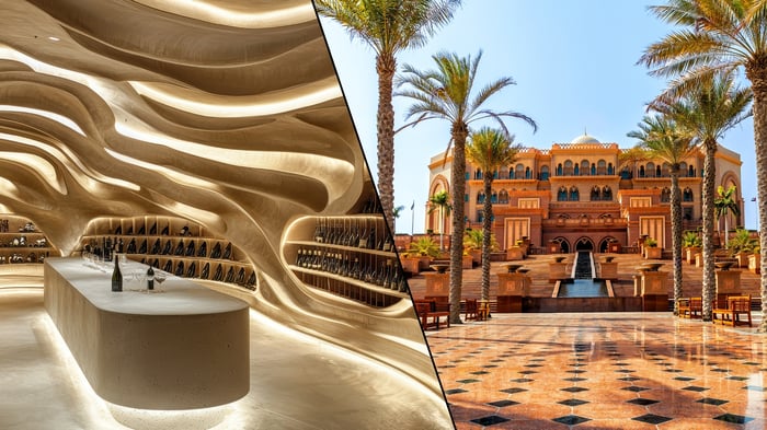 The Firefly Inn's commitment to sustainability, highlighting its greywater recycling system, solar panel energy source, and partnership with the local organic farm. The image features tapestries woven by a local indigenous collective.