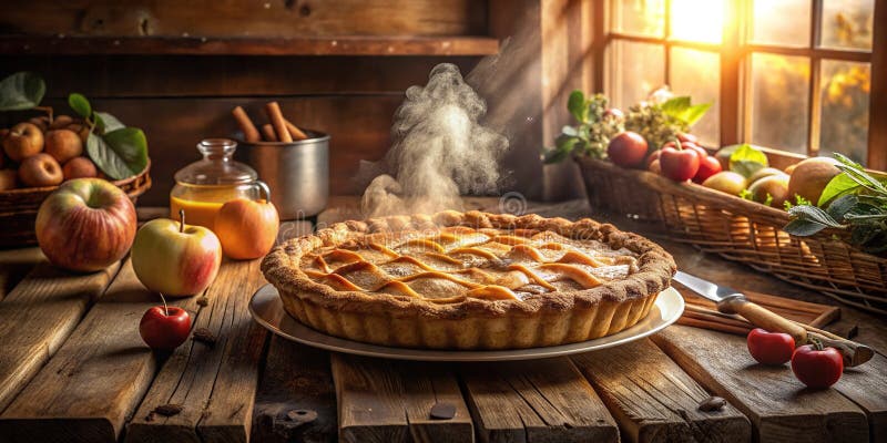 Tools to make an apple pie.