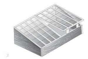 Hands securing hinges on a wooden cold frame