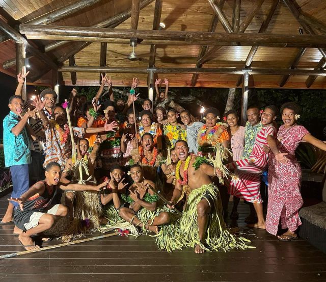 Women expertly weaving pandanus leaves in a Fijian village