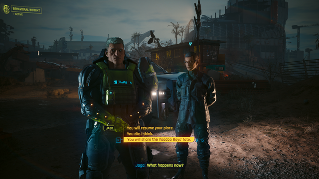 A panoramic and atmospheric shot of Night City showcasing the neon-lit cityscape with depth-of-field, portraying a cyberpunk atmosphere. The time of day should be night. Style: cinematic. Technical quality: High resolution with ray tracing reflections.