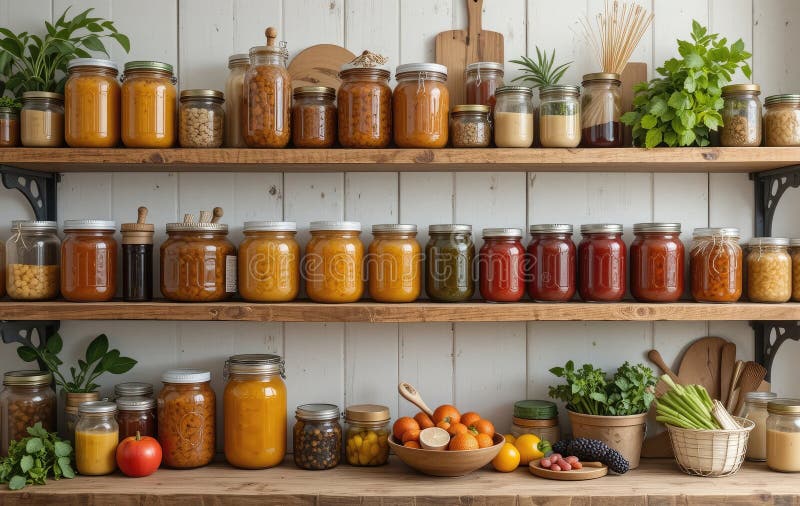 Pantry Shelves Jars Preserved Foods