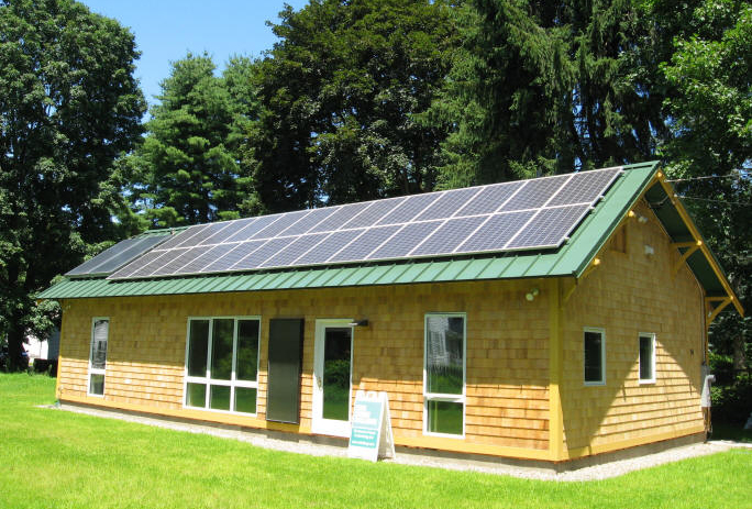 An image of a house with straw bale insulation.