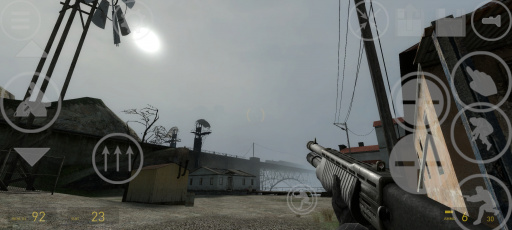 A game character from Half-Life 2, a first-person shooter, stands heroically against a backdrop of advanced technology and volumetric lighting. The image is designed to evoke a sense of mystery and adventure, highlighting the core elements of the game
