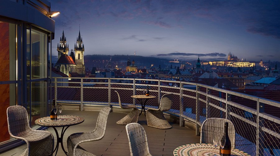 View from the terrace of The Gilded Lily overlooking Prague Castle.
