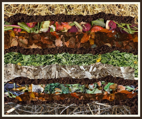 Illustrations of layering greens and browns