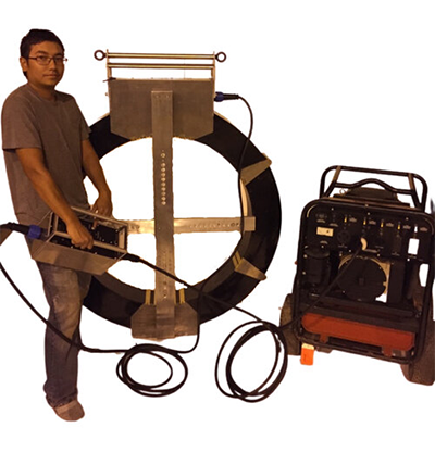 A view down a Combine ventilation shaft, evoking the stark industrial feel of the level