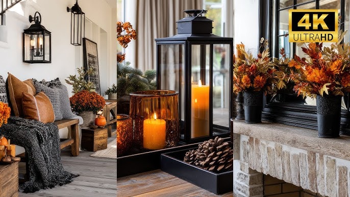 A kitchen bathed in natural light, showcasing fall colors and decor, creating a warm and inviting atmosphere for cooking and gathering.