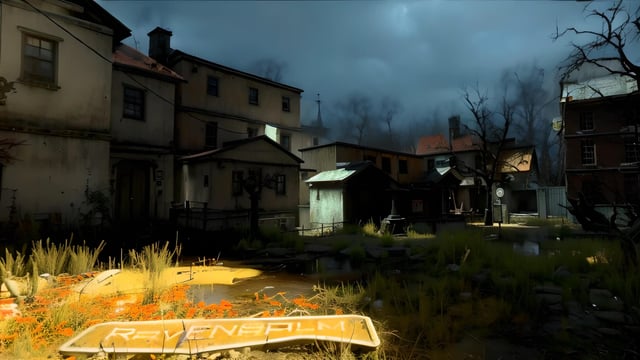 A dimly lit interior showcasing the enhanced shadows and lighting