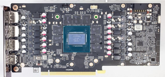 Setup shots showcasing the card installed in a high-end PC rig with addressable RGB elements matching the card's lighting.