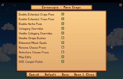 Screenshot of a Stardew Valley farm during a unique seasonal event added by a mod