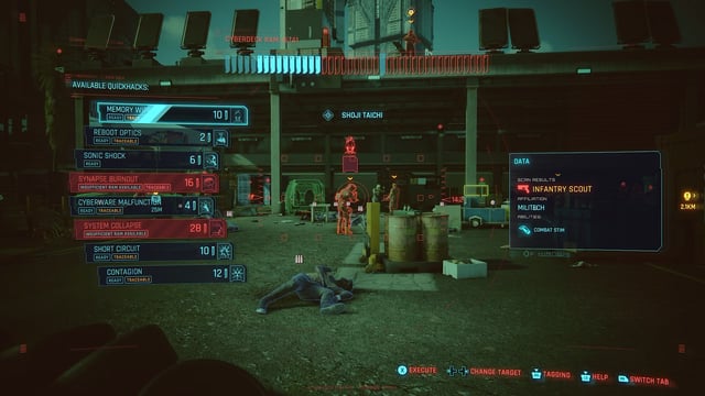 The quickhack sequence: Reboot Optics -> Memory Wipe -> Cyberpsychosis