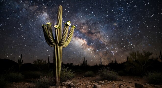 Vast desert landscape at sunrise with light and shadow on sand dunes