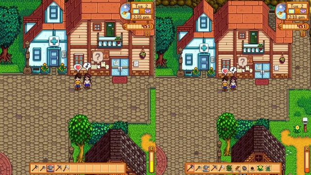 Screenshot of a settlement experiencing a power outage, with settlers standing around idle and water pumps not functioning. The powerlines are visibly broken and not connected.