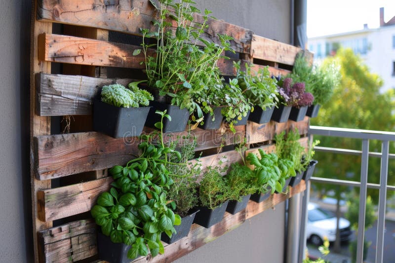Another vertical pallet herb garden design.
