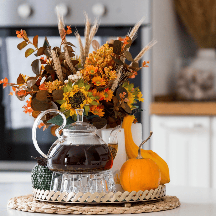 Kitchen Island with pumpkins