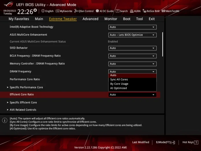 Image showing the BIOS screen with optimal fan curve settings highlighted.