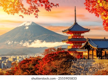 A breathtaking panorama of Kyoto during cherry blossom season.