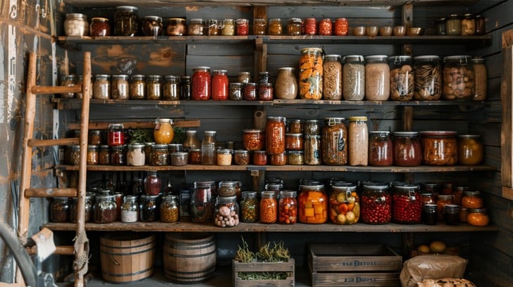 Rustic pantry shelves