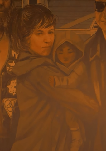 Promotional artwork featuring both Alan Wake and Saga Anderson, highlighting their contrasting styles and roles within the narrative.