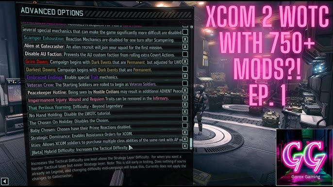 A squad of XCOM soldiers takes aim in a dark, atmospheric environment.