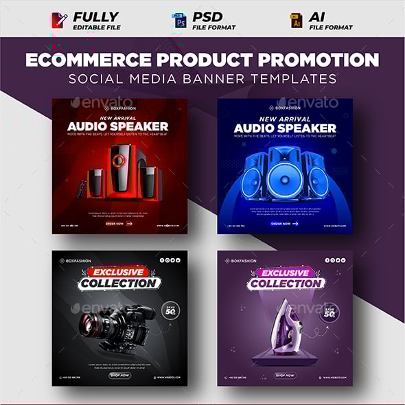 Example social media posts for a product launch, generated by AI