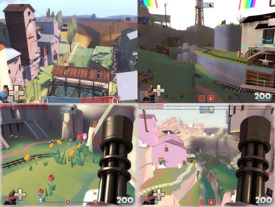 Close-up shot of the Medic from Team Fortress 2's 'Meet the Medic', holding the ÜberCharge device, maniacal grin, operating room in the background filled with blood spatters, stark lighting, dark humor, Unreal Engine 5 render, 8k resolution.