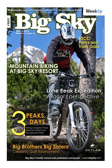 Image of the front cover of the magazine Explore Big Sky featuring a picture of a family riding horses in a snowy western landscape.