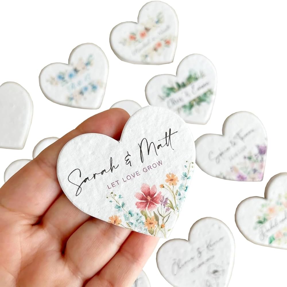 Close-up of a handwritten note explaining how to plant the seed paper tag to show care and instructions