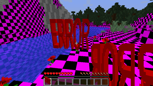 Gameplay screenshot of Counter-Strike: Source on deathrun_minecraft_v2, from the perspective of a runner navigating a particularly challenging trap section, with various colored blocks and water features, showing the level's overall lighting and atmosphere.