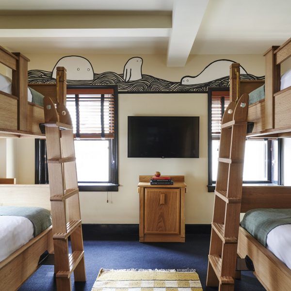 The lobby of Freehand hostel