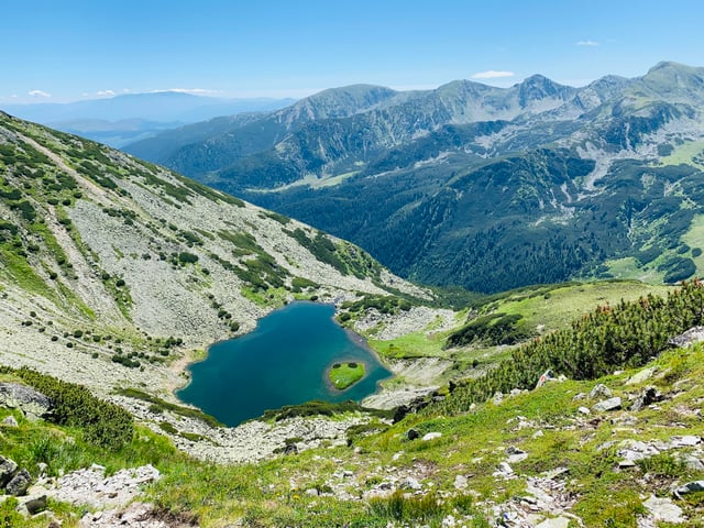 A group doing yoga outdoors with the Swiss Alps as a backdrop. The lush green meadow, clear blue sky, and snow-capped mountains create a stunning and serene environment for yoga and hiking. This image perfectly showcases the rejuvenating experience of a yoga retreat in the Swiss Alps.