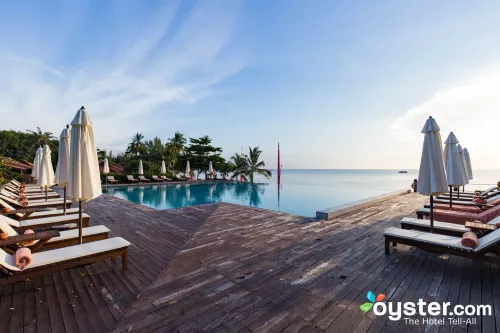 Beachfront view of a resort